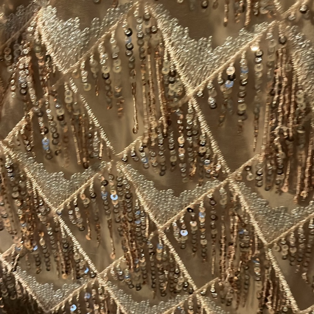 Stunning champagne colored tassel dress, fully functional zipper - Picture 2 of 3